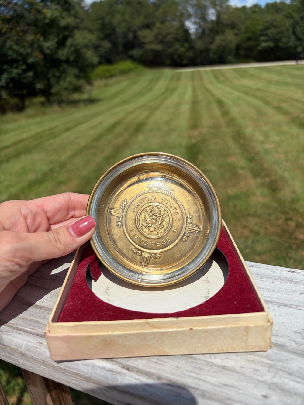 RARE Vintage Authentic Brass United States Congress Trinket Dish Ashtray